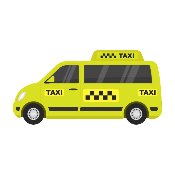 小型货车出租车图标。彩色剪影。侧视图。矢量简单平面图形说明。白色背景上的孤立物体。隔离。图片下载