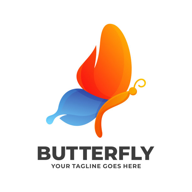 蝴蝶标志设计矢量插图图片下载