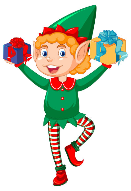 可爱的孩子穿着小精灵服装卡通图片下载