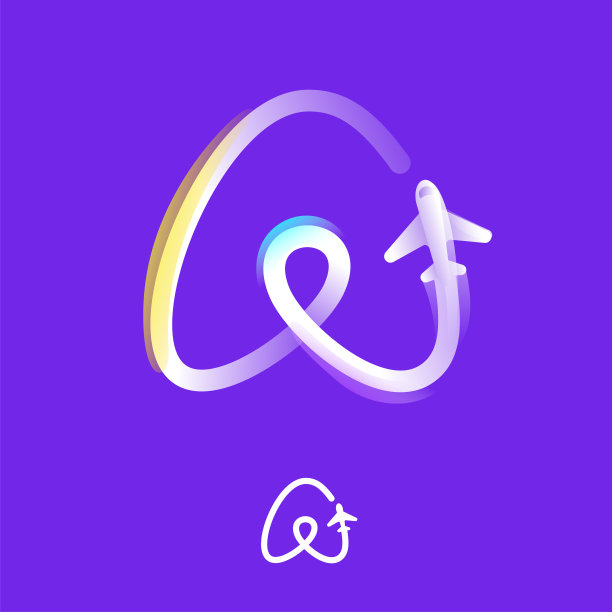 由平面图标和彩虹的渐变线组成的标志。重叠的多色徽章。图片下载