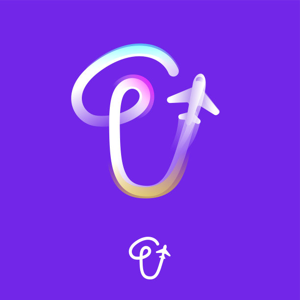 第一个标志，一个梯度线与平面图标和彩虹闪闪发光。重叠的多色徽章。图片下载