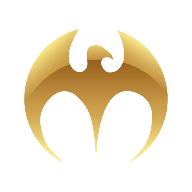 金色光泽的鹰图标在白色的背景图片下载