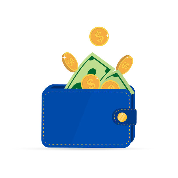 装满金币的钱包。在线支付和支付概念。电子货币以皮革钱包形式发行。矢量钱包和金币图标。手机银行和在线支付服务图片下载