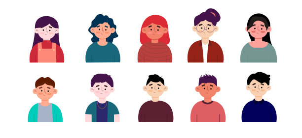 人的头像，男人和女人字符的脸为社交媒体的个人资料，用户头像图片下载