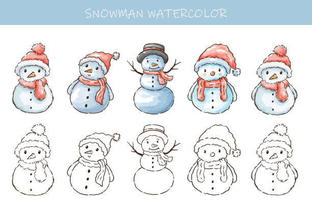 雪人水彩图片下载