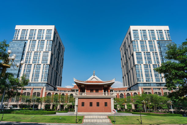 古老的亭台楼阁和现代的办公大楼图片下载