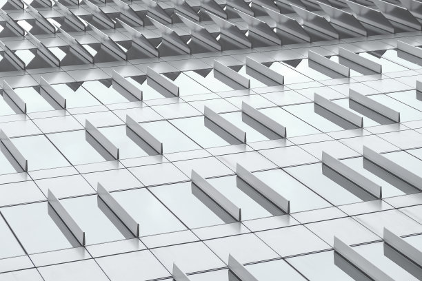 白色现代建筑的网格线条细节图片下载