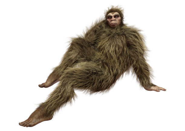 三维渲染大脚野人在白色图片下载