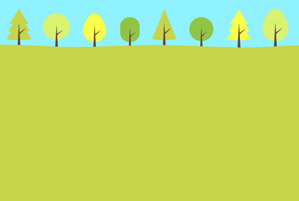 简单可爱的绿树成荫的道路插图图片下载