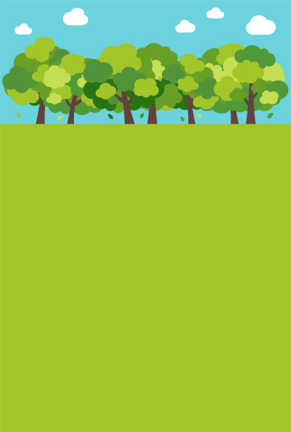 简单可爱的绿树成荫的道路插图图片下载