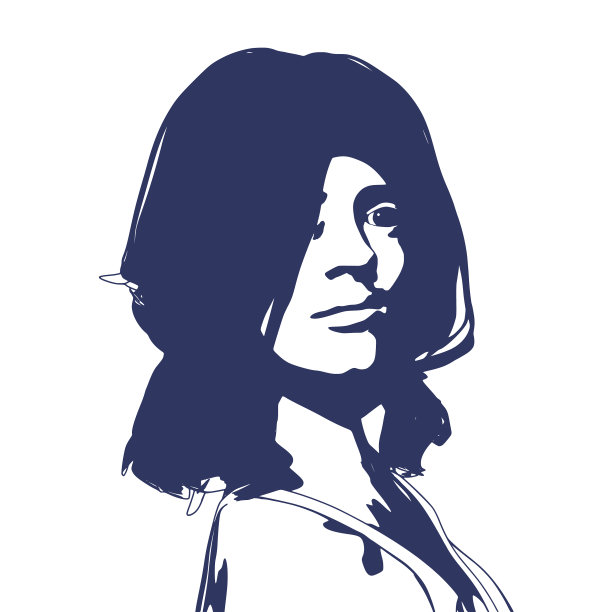 年轻女子的脸前观优雅的剪影图片下载