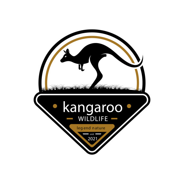 复古复古剪影袋鼠标志设计上图片下载