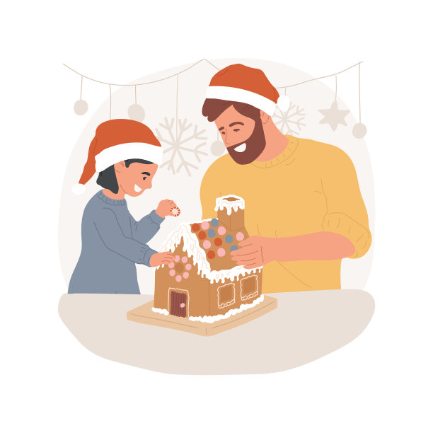 姜饼屋孤立的卡通图片下载