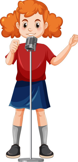 拿着麦克风唱歌的女孩图片下载