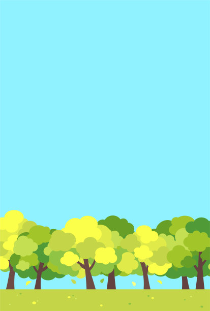 简单可爱的绿树成荫的道路插图图片下载