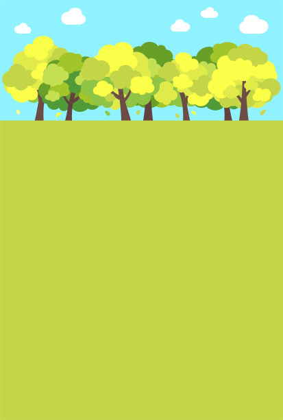 简单可爱的绿树成荫的道路插图图片下载