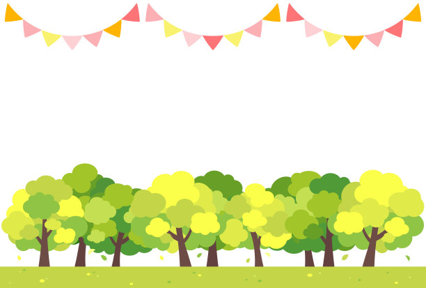 简单可爱的绿树成荫的道路插图图片下载