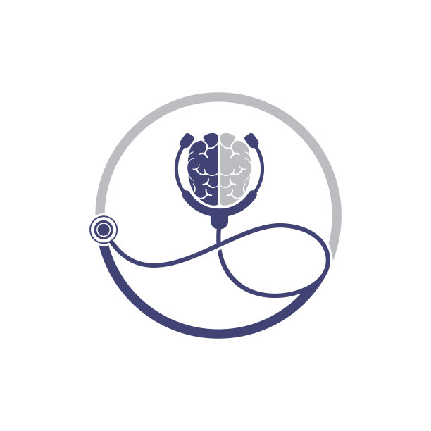 脑护理矢量标志模板。听诊器和人脑图标logo设计。图片下载
