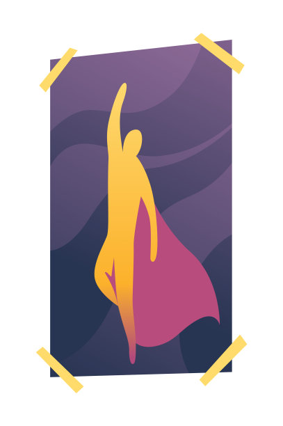 小孩男孩房间场景元素。家配件。室内海报与超级英雄矢量标志插图图片下载