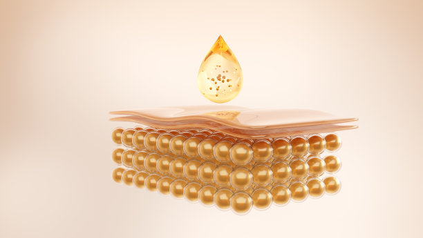 带有气泡的金色精华液图片下载