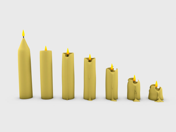 白色燃烧蜡烛的3D插图图片下载