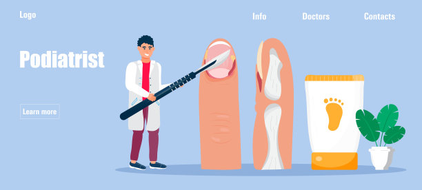 足病医生概念矢量医疗登陆页。甲沟炎概念矢量医学博客，应用程序，横幅。图片下载