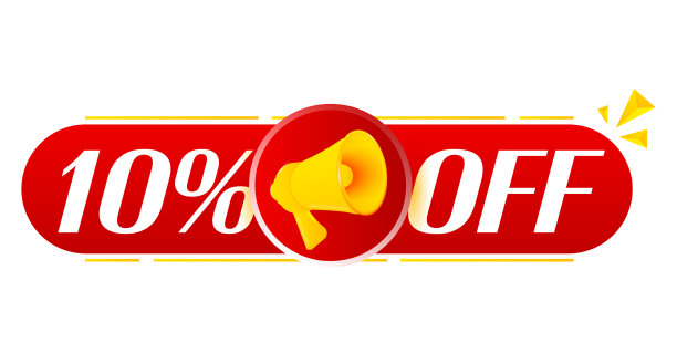 白色底色九折扩音器。扩音器横幅。网页设计。向量图片下载