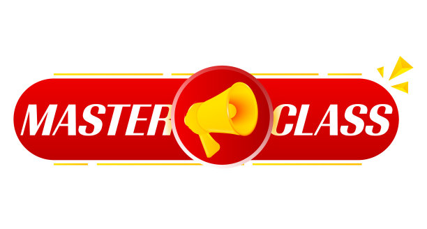 白色背景的大师班扩音器。扩音器横幅。网页设计。向量图片下载