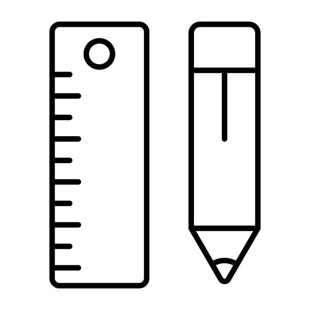铅笔和尺子图标现代插图图片下载