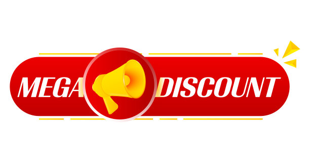 白色背景超大折扣扩音器。扩音器横幅。网页设计。向量图片下载