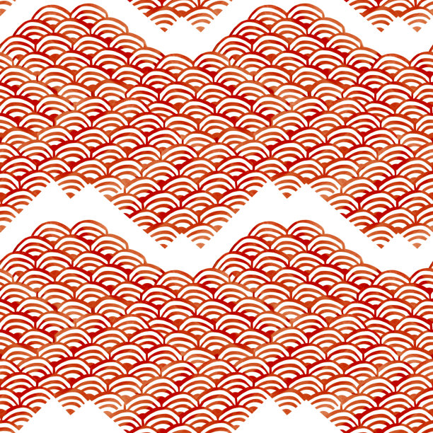 水彩无缝图案与明亮，红色点缀在白色背景。图片下载