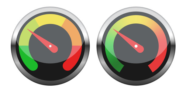 一套速度计。彩色3d图标。汽车速度指示灯图标孤立在白色背景。向量的剪纸艺术。图片下载