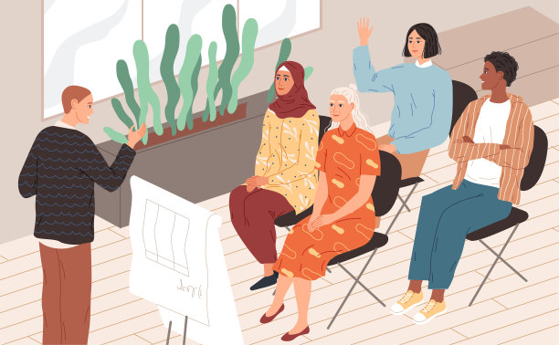 老师在一群不同的学生面前讲课图片下载