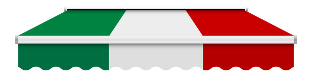 意大利国旗颜色的条纹遮阳篷。三维现实矢量插图孤立在白色图片下载