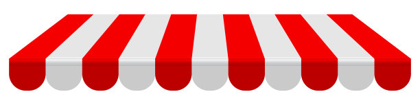 红色条纹遮阳篷。三维现实矢量插图孤立在白色图片下载