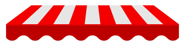 红色条纹遮阳篷。三维现实矢量插图孤立在白色图片下载