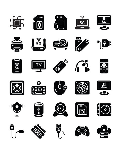 硬件图标设置30孤立的白色背景图片下载