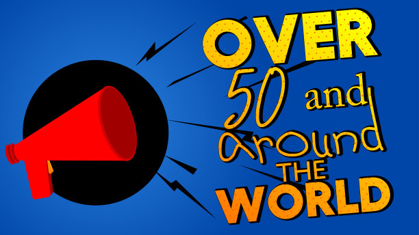 超过50和世界各地的卡通扩音器文本。矢量公告插图。图片下载