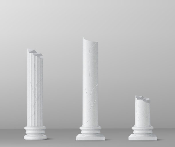 灰色背景上孤立的白色三维极点圆柱。矢量图图片下载