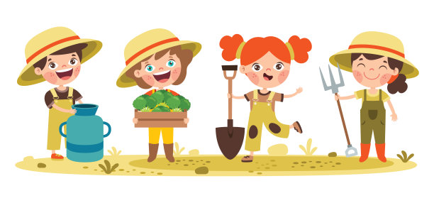 有卡通孩子的农场场景图片下载