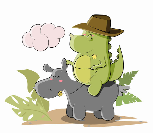 青龙牛仔骑马警长插画图片下载