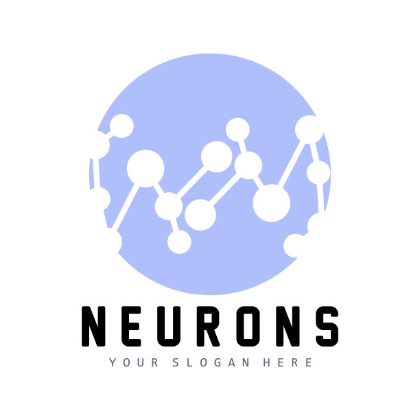 神经元标志，分子标志设计，矢量和，模板插图图片下载