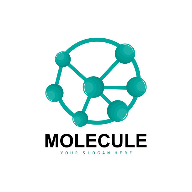神经元标志，分子标志设计，矢量和，模板插图图片下载