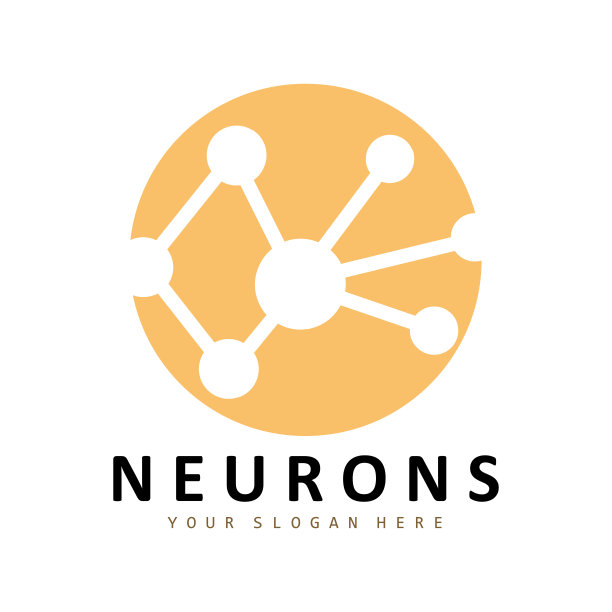 神经元标志，分子标志设计，矢量和，模板插图图片下载