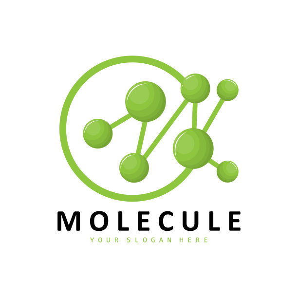 神经元标志，分子标志设计，矢量和，模板插图图片下载