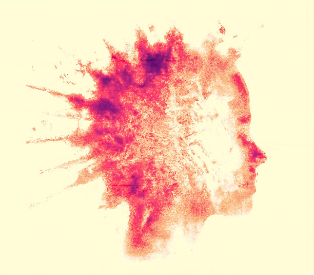 从侧面看的脸。大脑的问题。退行性疾病。双相情感障碍，疾病，概念，双重人格，精神分裂症。思想和声音图片下载