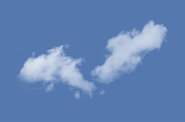 白云孤立在蓝色背景上，泥套在蓝色背景上图片下载