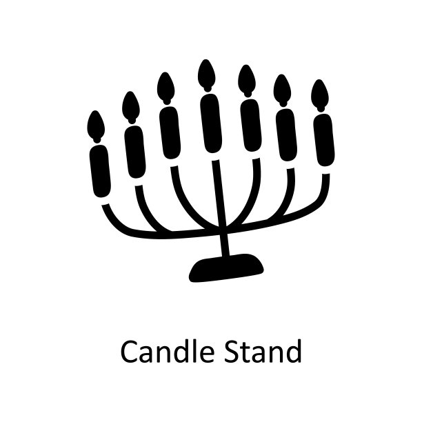 蜡烛架矢量固体图标设计插图。圣诞符号在白色背景EPS 10文件图片下载
