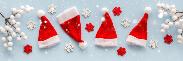 圣诞老人帽子和雪花图片下载