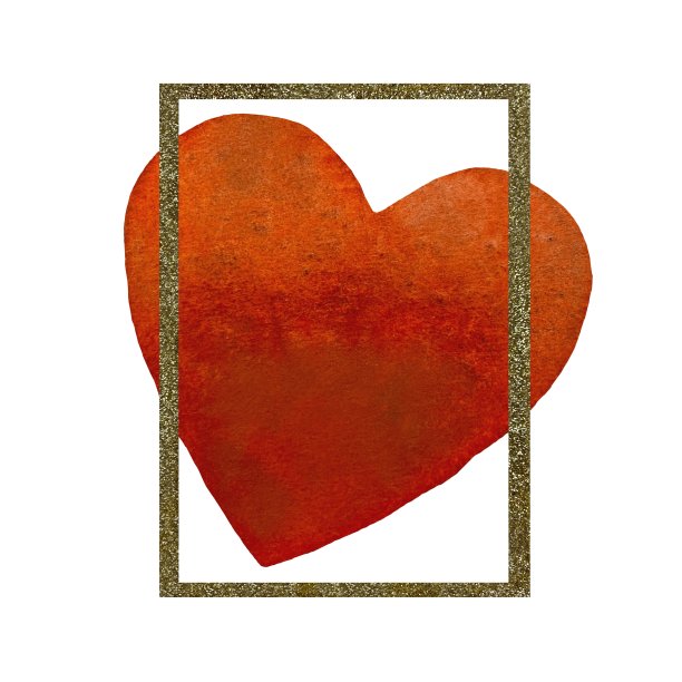 心红框金长方形水彩图片下载